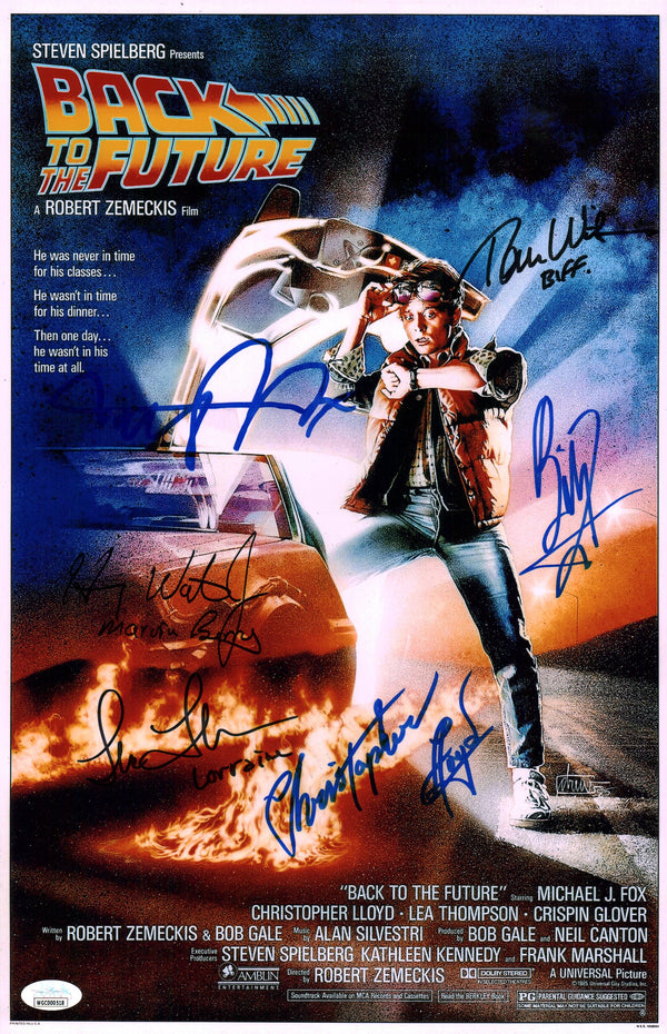 Back to the Future 11x17 Cast x6 Signed Fox Lloyd Waters Wilson Fullilove Thompson  Photo Poster JSA Certified Autograph