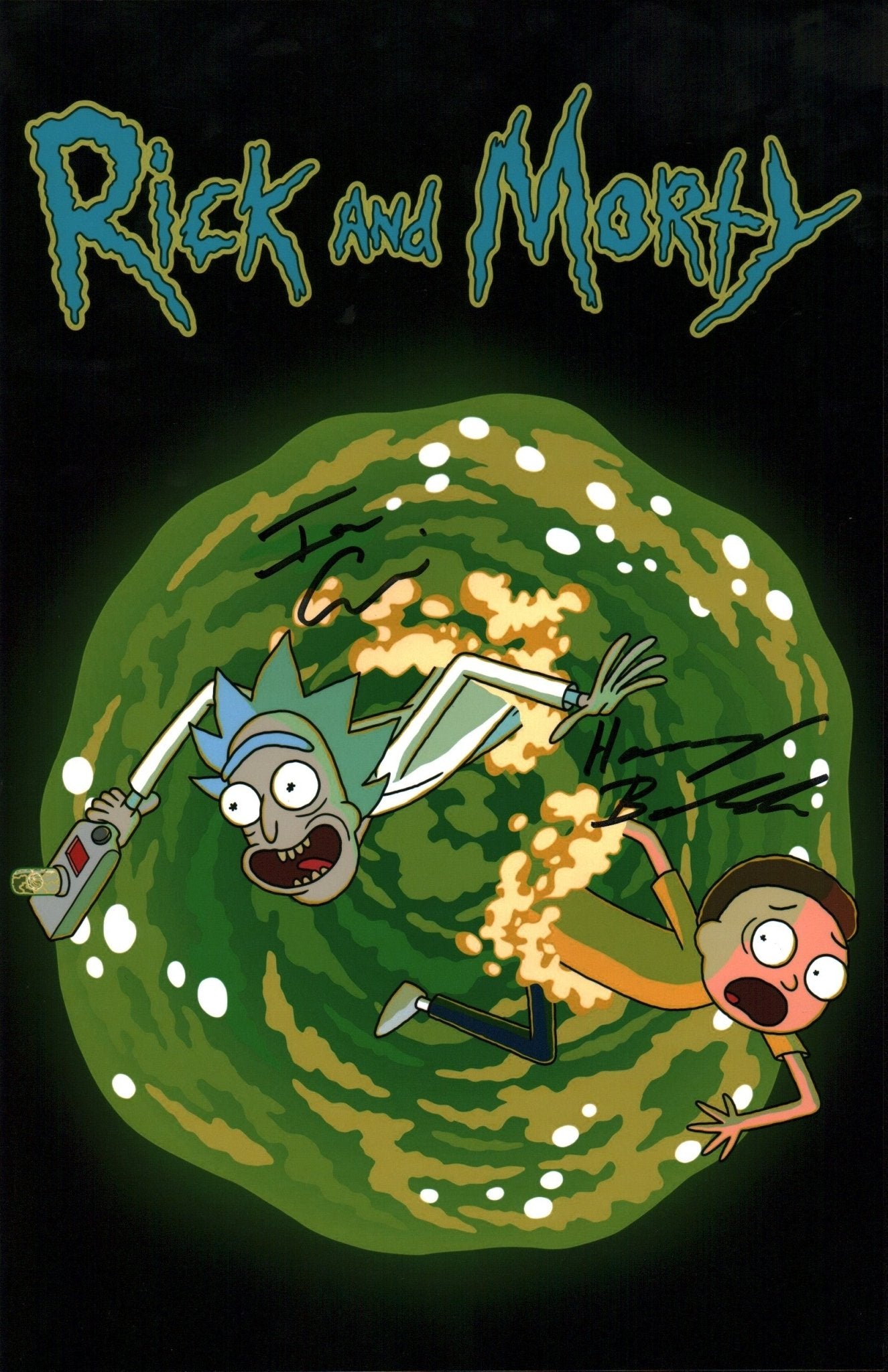 Rick and Morty 11x17 Photo Poster Signed Cardoni, Belden JSA Certified Autograph