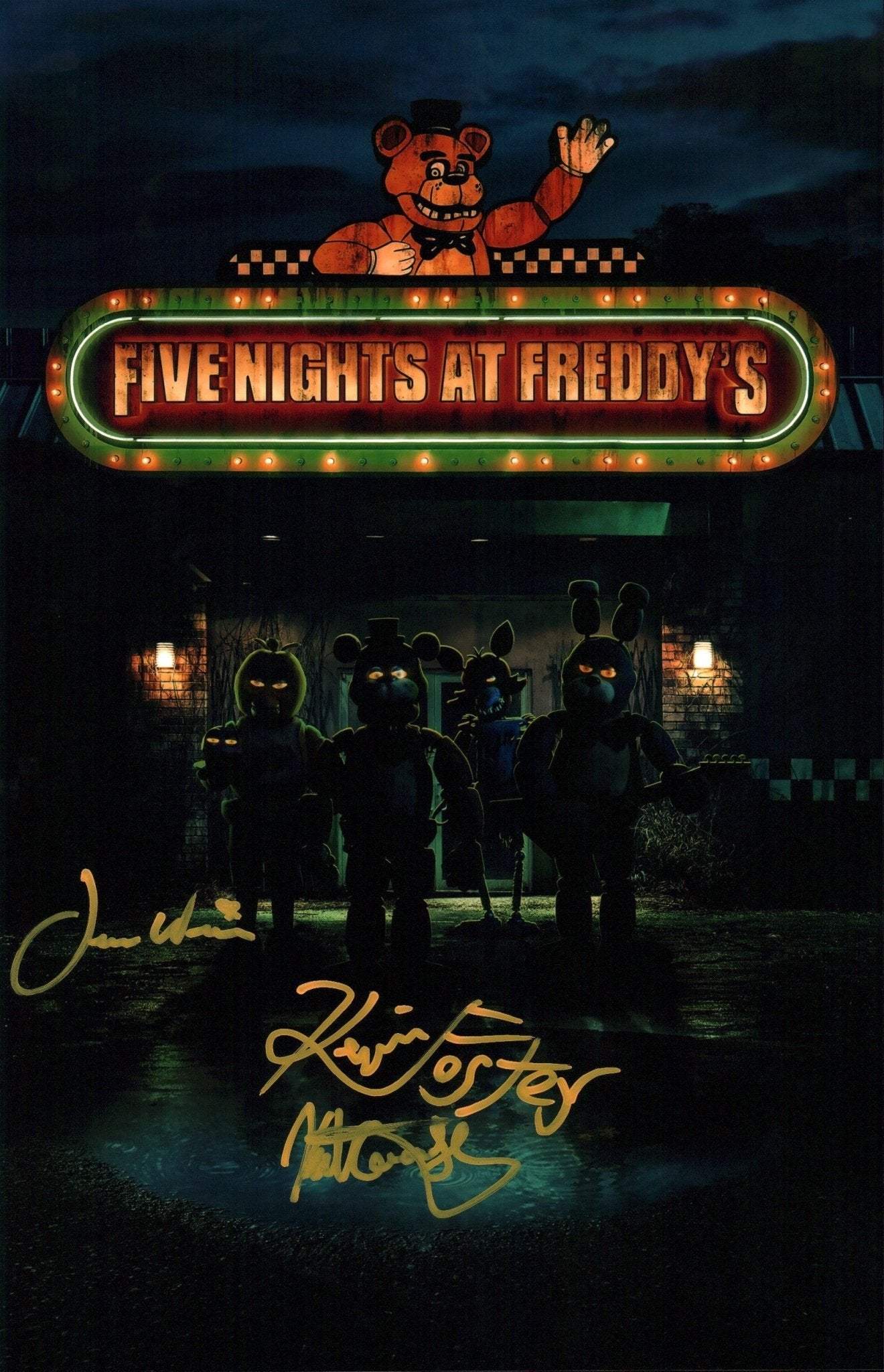 Five Nights at Freddy's 11x17 Photo Poster Cast x3 Signed Foster, Weiss, Sterling Signed JSA Certified Autograph