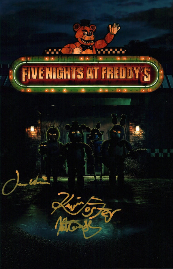 Five Nights at Freddy's 11x17 Photo Poster Cast x3 Signed Foster, Weiss, Sterling Signed JSA Certified Autograph