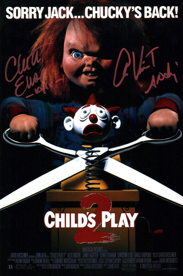Child's Play 2 8x12 Signed x2 Vincent, Elise Photo Poster JSA Certified Autograph