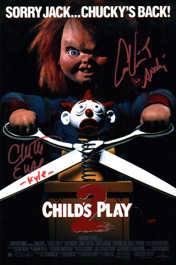 Child's Play 2 8x12 Signed x2 Vincent, Elise Photo Poster JSA Certified Autograph