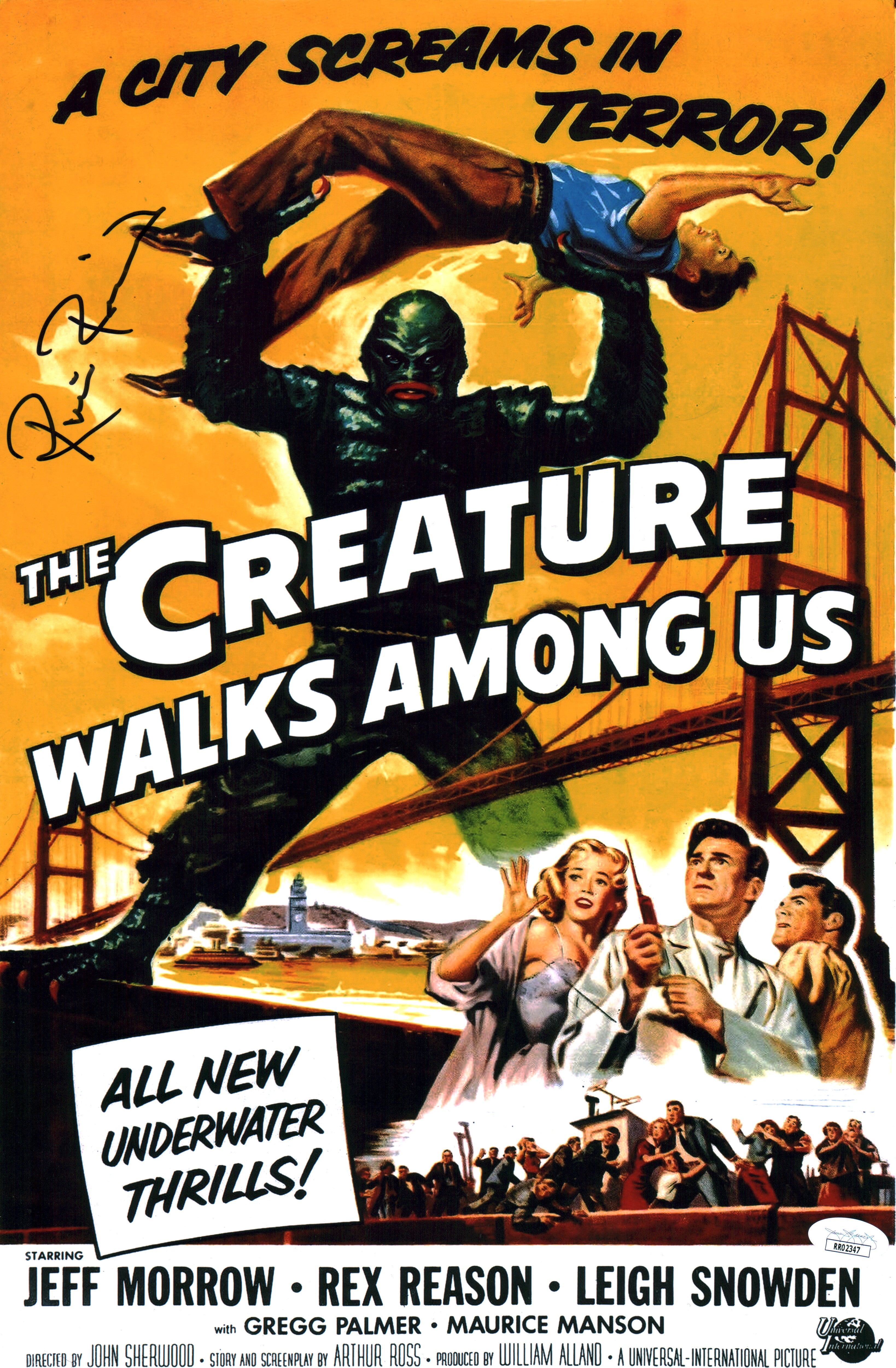 Ricou Browning The Creature Walks Among Us 11x17 Signed Photo Poster JSA Certified Autograph GalaxyCon