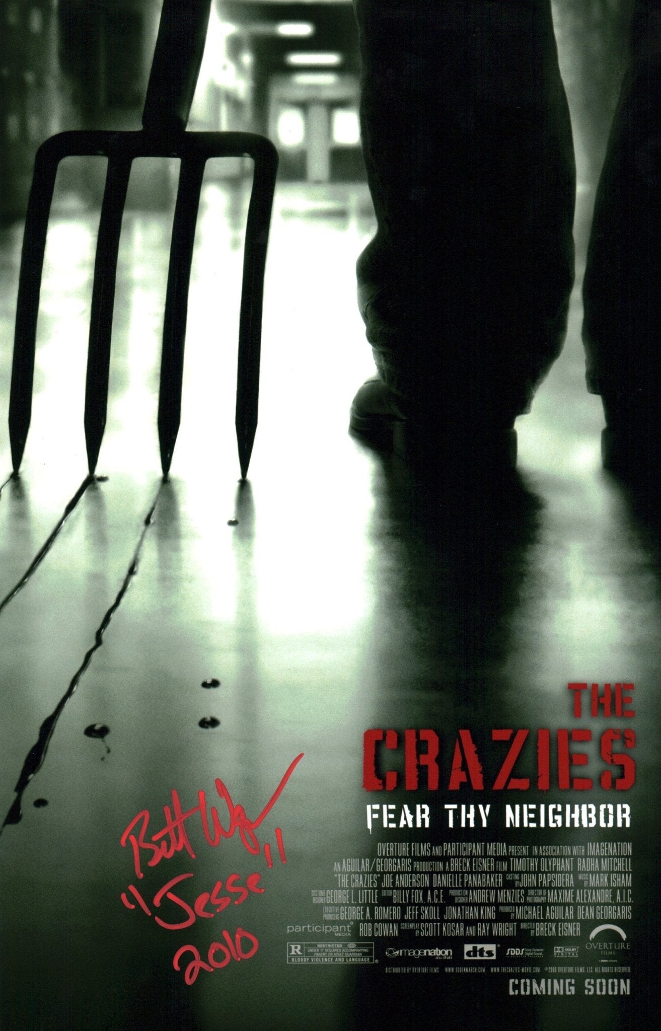 Brett Wagner The Crazies 11x17 Signed Photo Poster JSA Certified Autograph