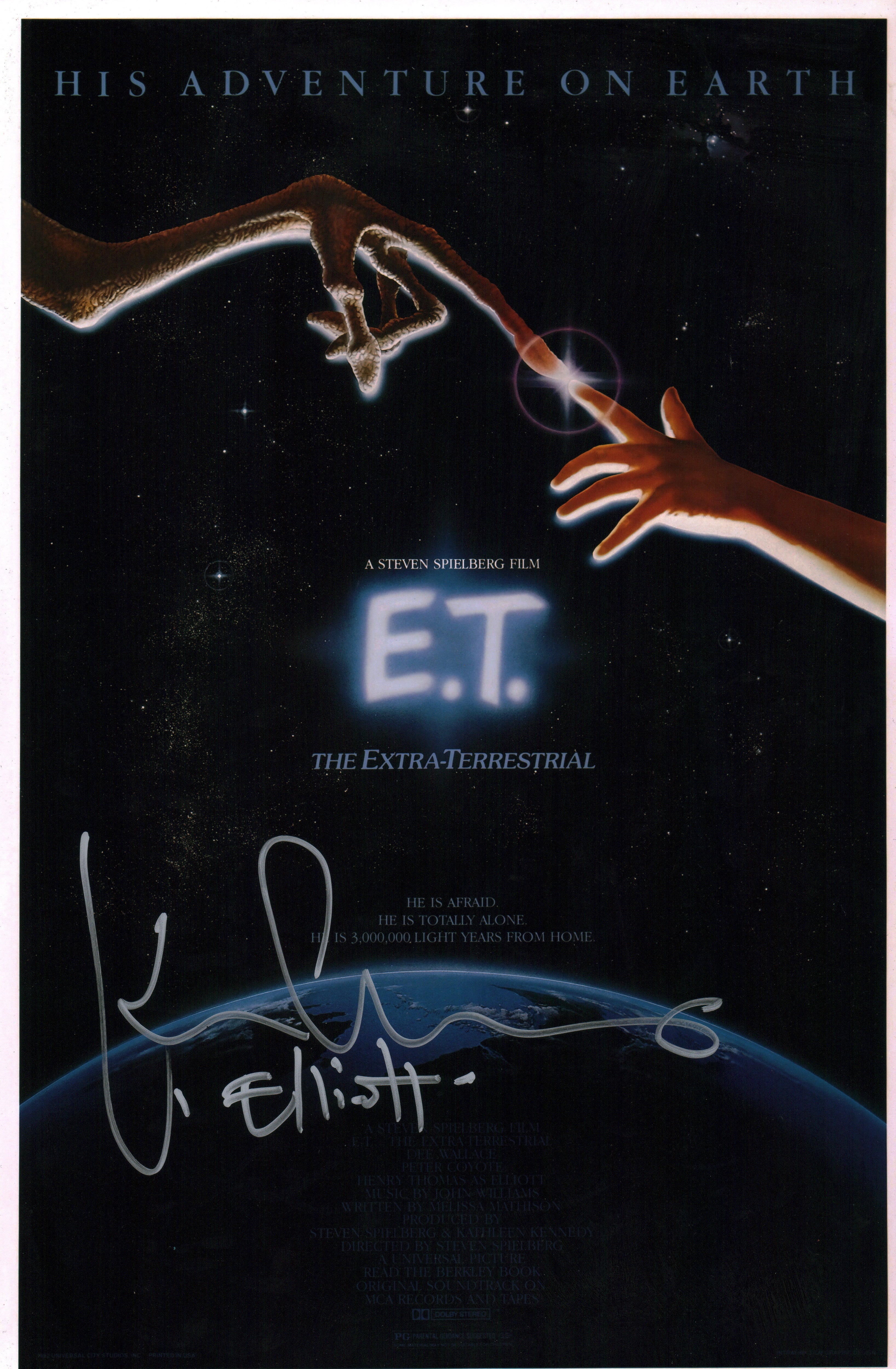 Henry Thomas E.T. The Extra Terrestrial 11x17 Signed Photo Poster JSA Certified Autograph