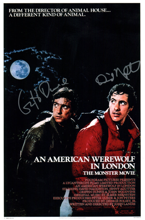 An American Werewolf in London 8x12 Cast Photo x2 Signed Dunne Naughton JSA Certified Autograph