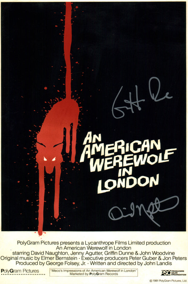 An American Werewolf in London 8x12 Cast Photo x2 Signed Dunne Naughton JSA Certified Autograph