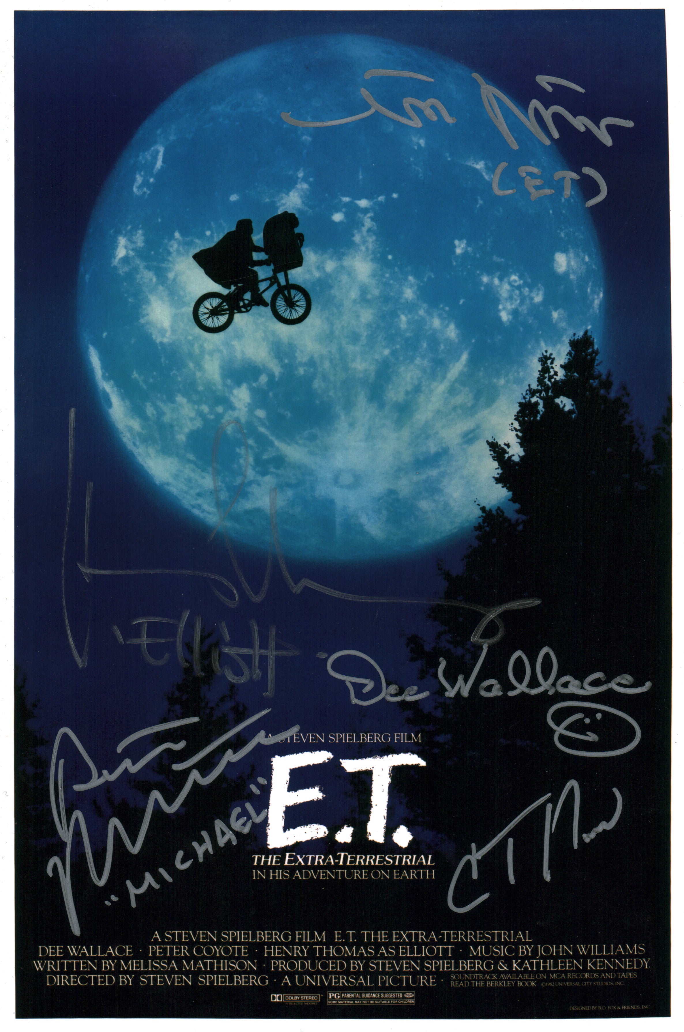 ET The Extra Terrestrial 8x12 Cast x5 DeMerrit Thomas Wallace MacNaughton Howell Photo Poster JSA Certified Autograph