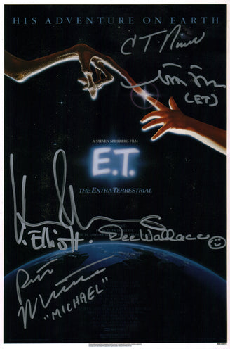 ET The Extra Terrestrial 8x12 Cast x5 DeMeritt Thomas Wallace MacNaughton Howell Signed Photo Poster JSA Certified Autograph