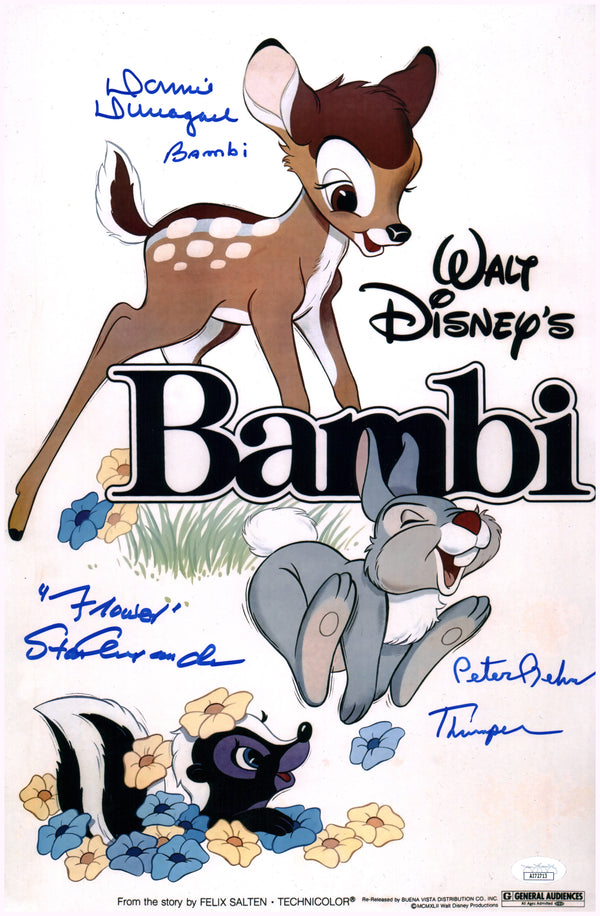 Bambi 11x17 Cast Photo Poster Signed x3 Signed Behn, Dunagan, Alexander JSA Certified Autograph