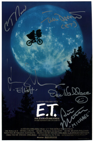 ET The Extra Terrestrial 8x12 Cast x5 DeMerrit Thomas Wallace MacNaughton Howell Photo Poster JSA Certified Autograph