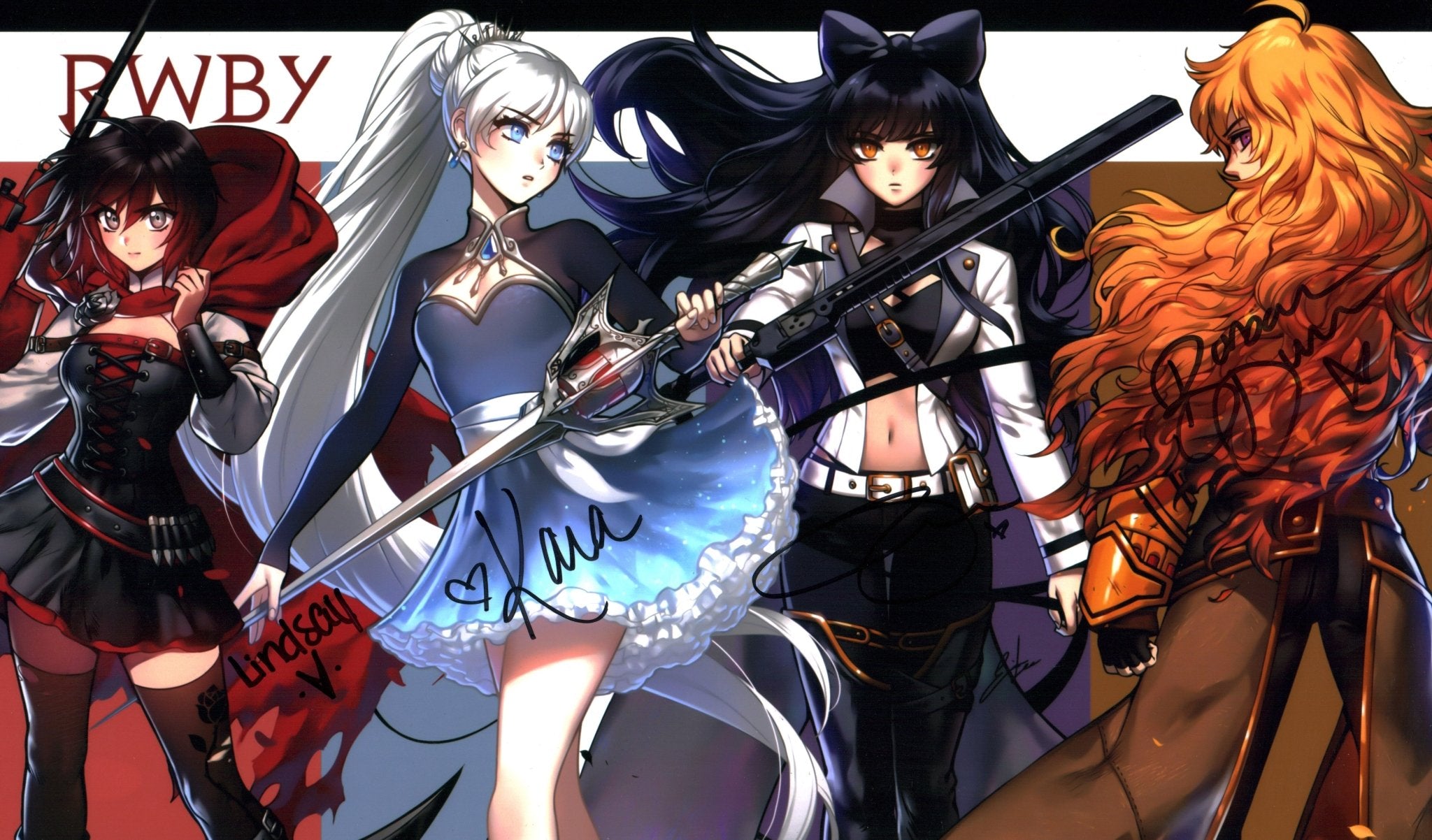RWBY 11x17 Cast Photo Poster x4 Signed Eberle Dunkelman Jones Zech JSA
