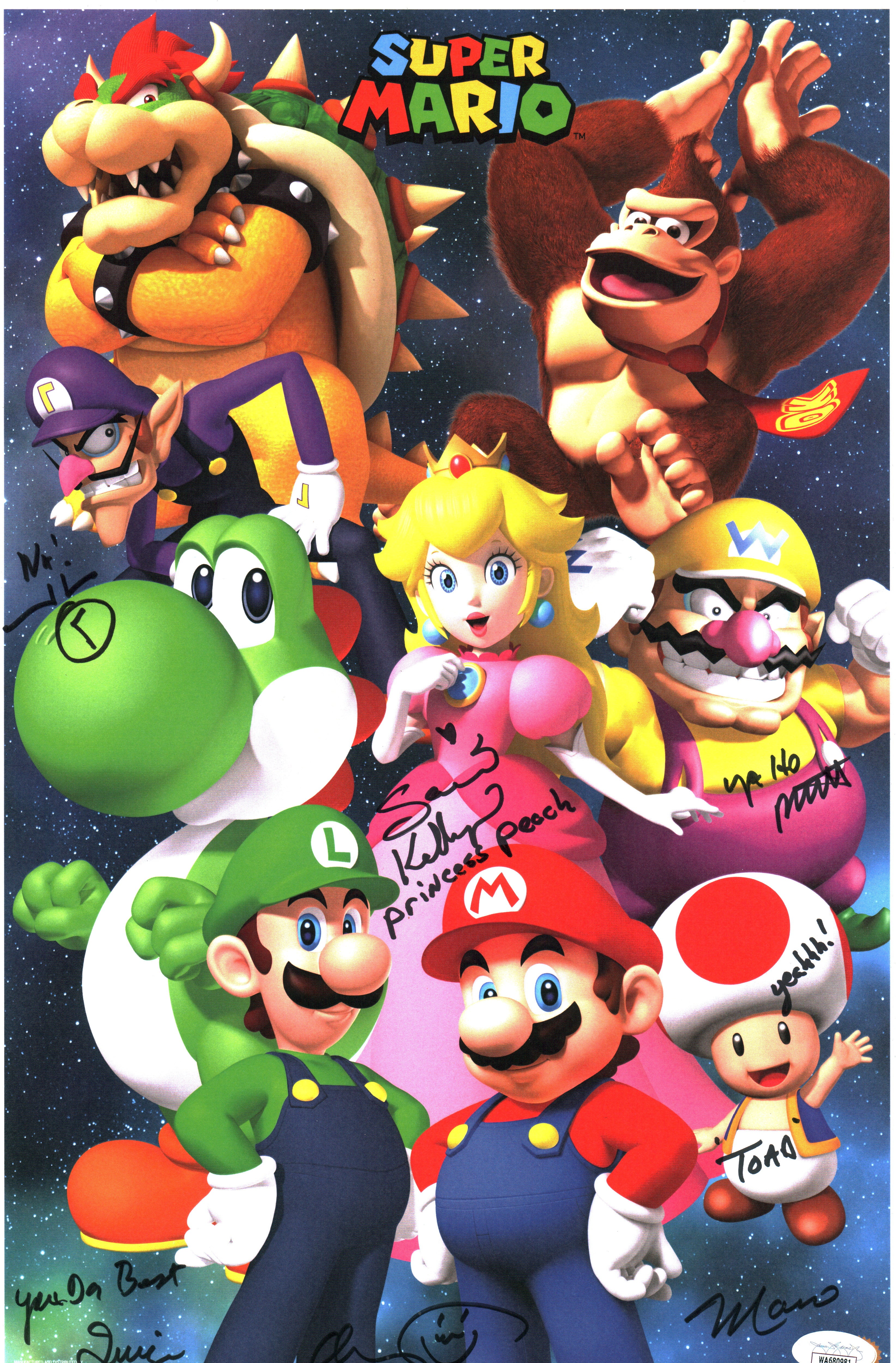 Super Mario 11x17 Cast Photo Poster x2 Signed Kelly Martinet JSA Certified Autograph