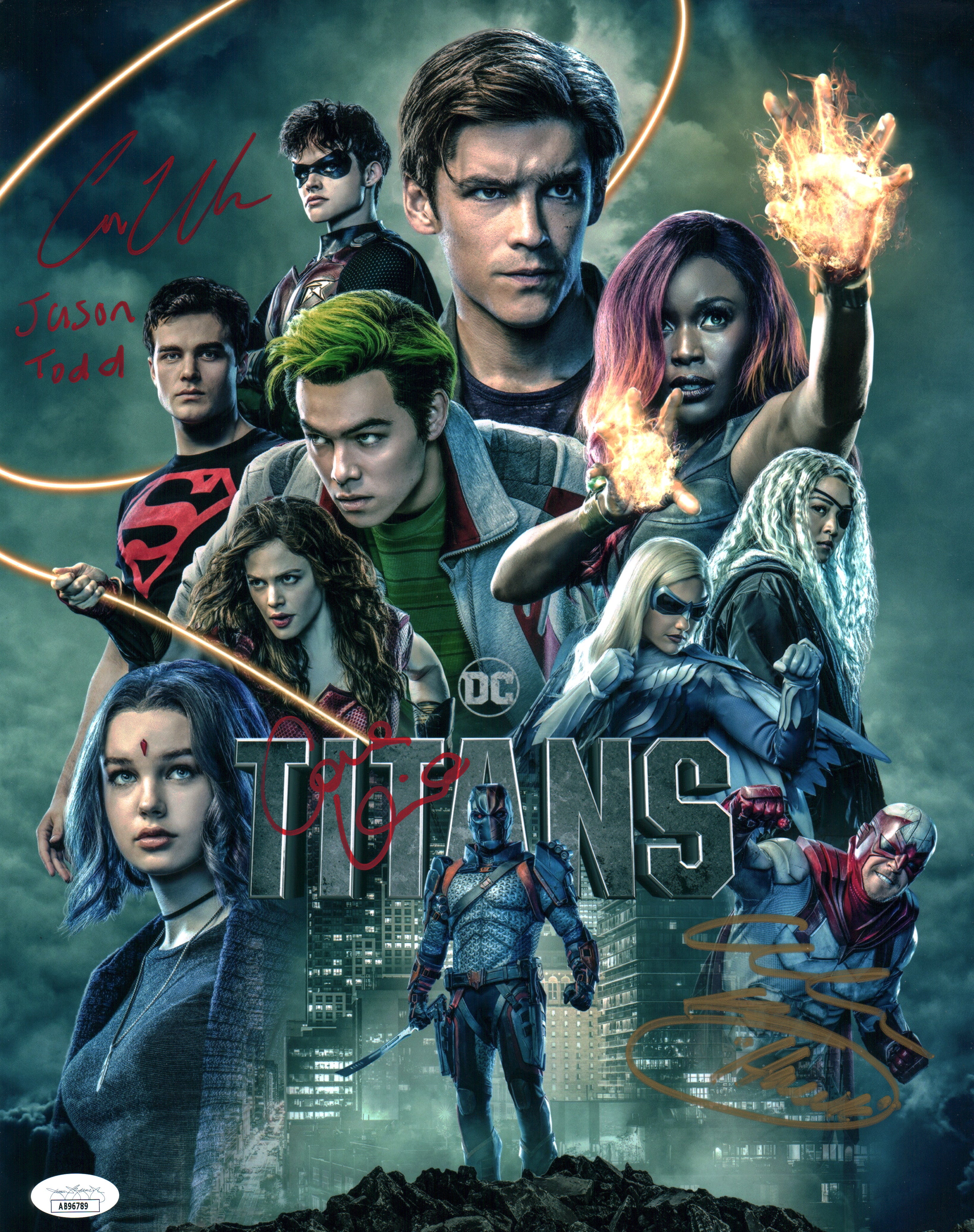 Titans 11x14 Cast Photo Poster x3 Signed Walters Ritchson Leslie JSA Certified Autograph