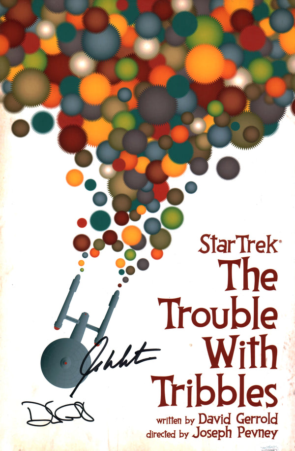 Star Trek: The Trouble With Tribbles 11x17 Photo Poster Cast x2 Signed Gerrold, Shatner JSA Certified Autograph