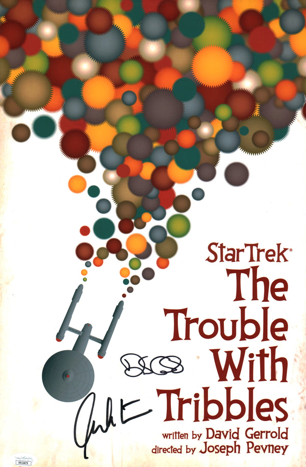 Star Trek: The Trouble With Tribbles 11x17 Mini Poster Signed x2 Gerrold Shatner JSA Certified Autograph