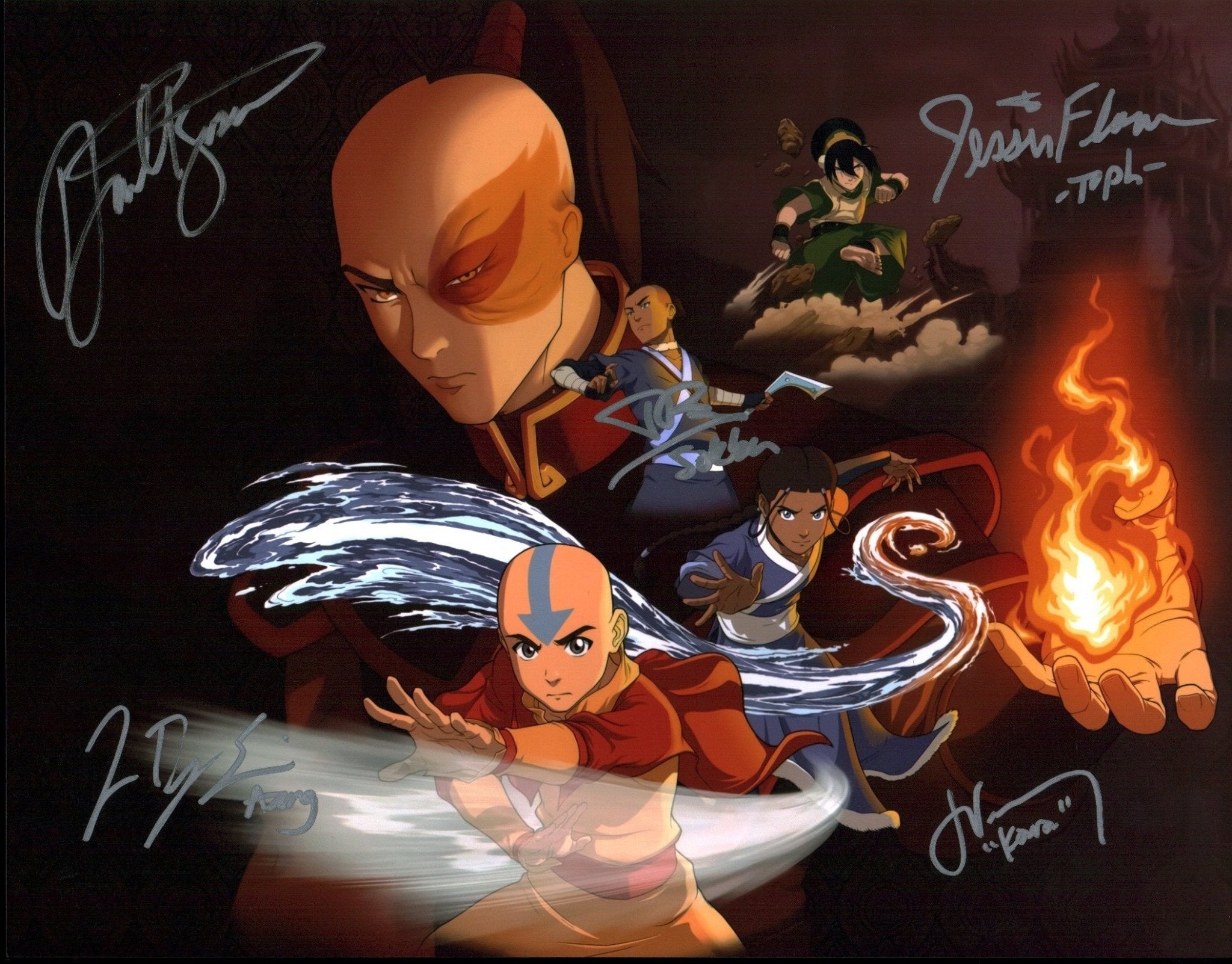 Avatar Last Airbender 11x14 Photo Cast x5 Signed Basco, Elsen, De Sena, Murphy, Varney JSA Certified Autograph