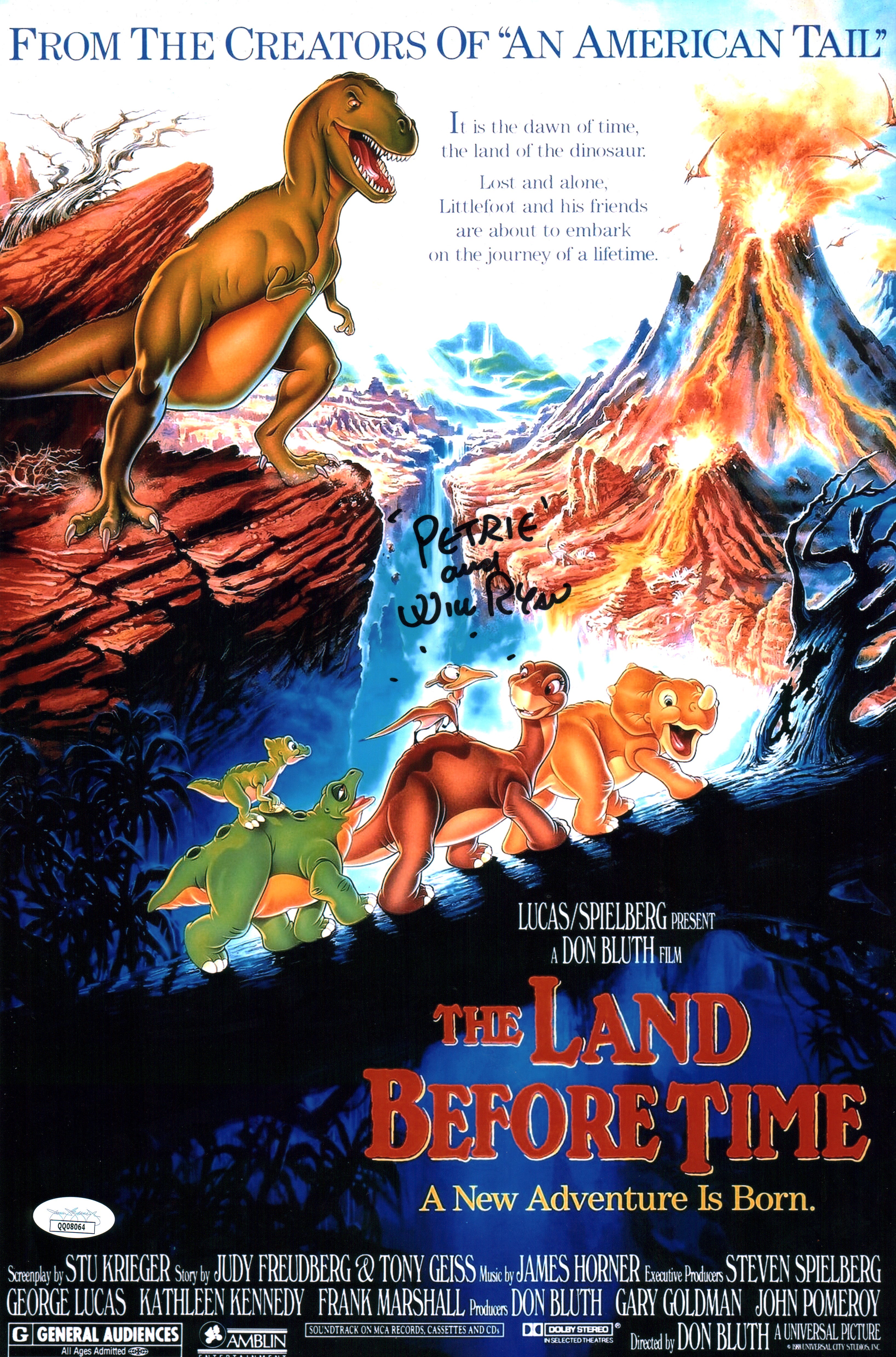 Will Ryan The Land Before Time 11x17 Signed Mini Poster JSA Certified Autograph