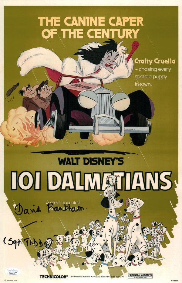 David Frankham Disney 101 Dalmatians 11x17 Signed Photo Poster JSA Certified Autograph