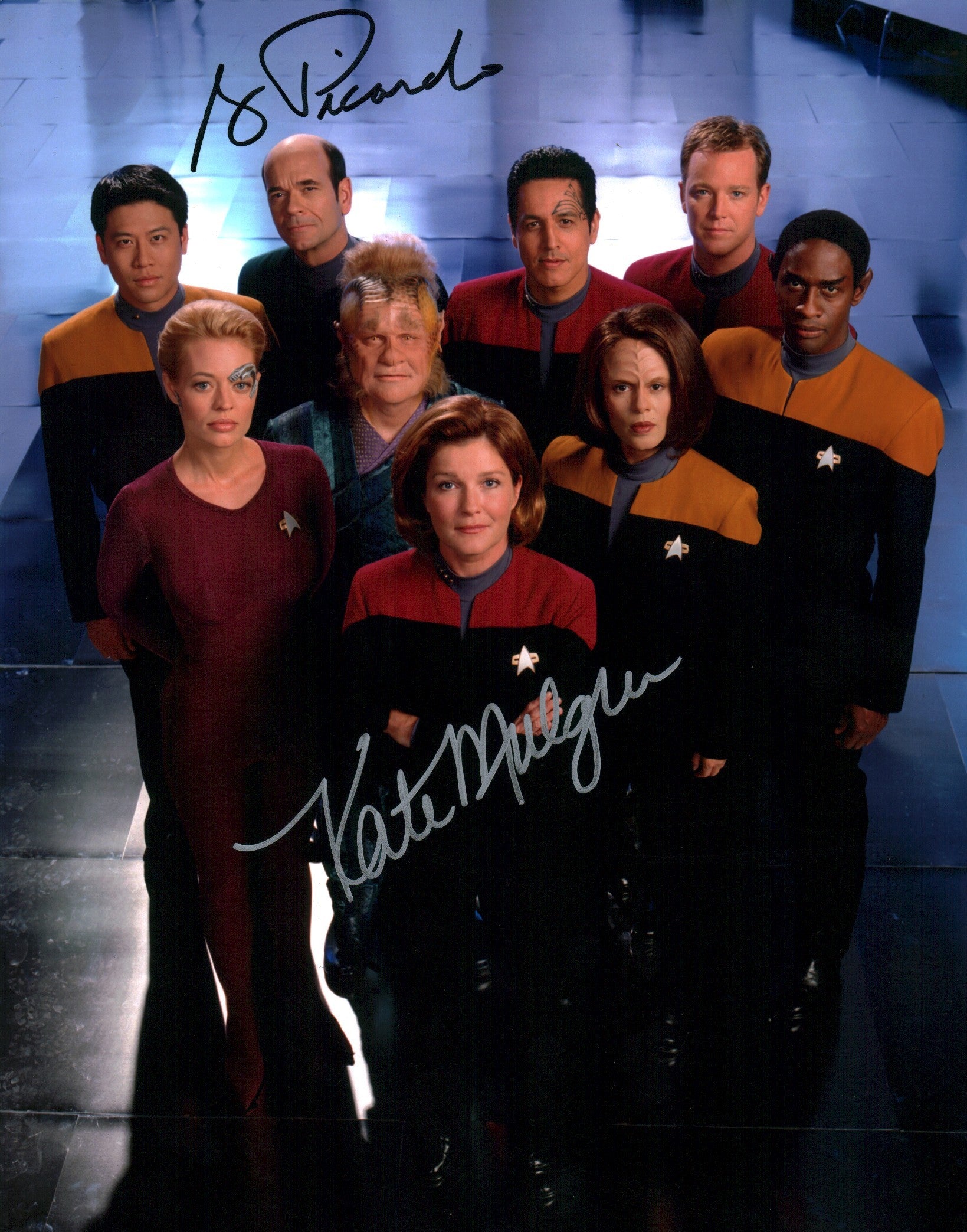 Star Trek: Voyager 11x14 Signed Photo Poster Kate Mulgrew, Robert Picardo JSA Certified Autograph