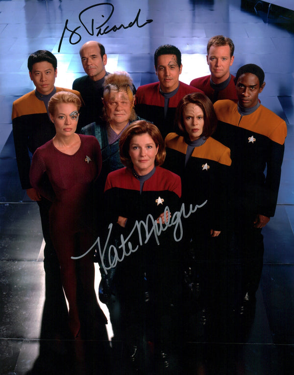 Star Trek: Voyager 11x14 Signed Photo Poster Kate Mulgrew, Robert Picardo JSA Certified Autograph