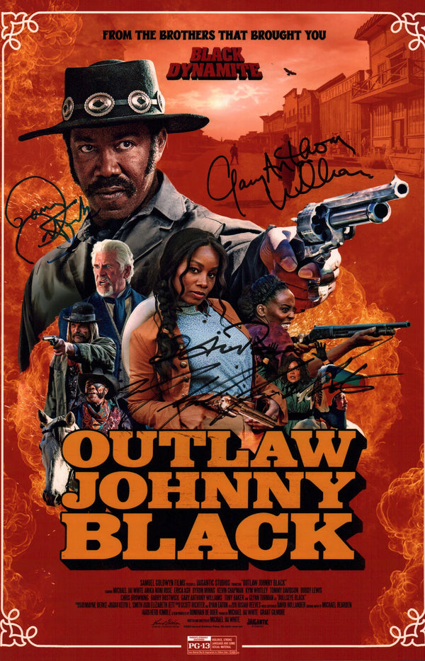 Outlaw Johnny Black 11x17 Signed Photo Poster White, Rose, Williams, Bostwick JSA Certified Autograph