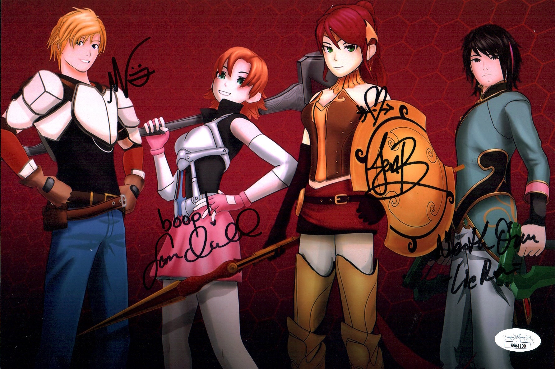 RWBY 8x12 Cast x4 Brown, Oum, Ireland, Luna Signed Photo JSA Certified Autograph