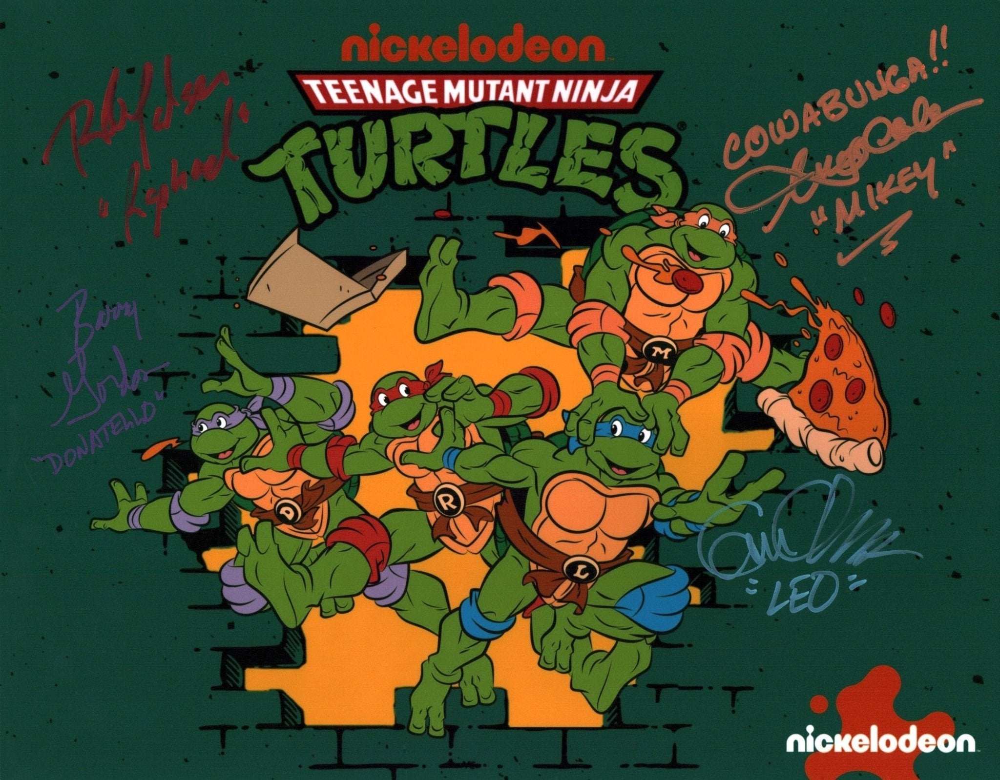 Teenage Mutant Ninja Turtles 11x14 Photo Poster Cast x4 Signed Clarke, Gordon, Coleman, Paulsen JSA Certified Autograph