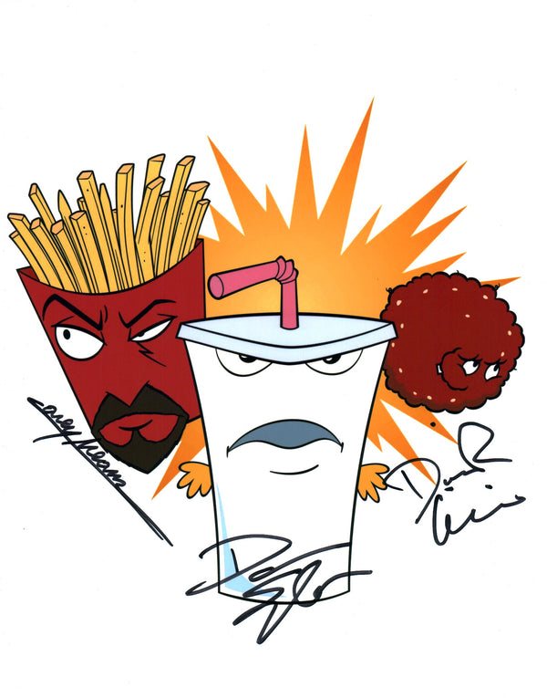 Aqua Teen Hunger Force 11x14 Photo Cast x3 Signed Snyder, Willis, Means JSA Certified Autograph