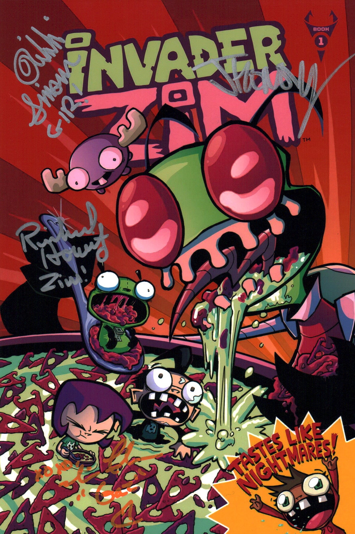 Invader Zim 8x12 Photo Cast x4 Signed Horvitz, Simons, Fahn, Vasquez JSA Certified Autograph