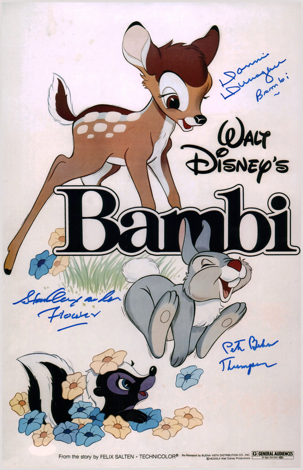 Bambi 11x17 Cast Photo Poster Signed x3 Signed Behn, Dunagan, Alexander JSA Certified Autograph