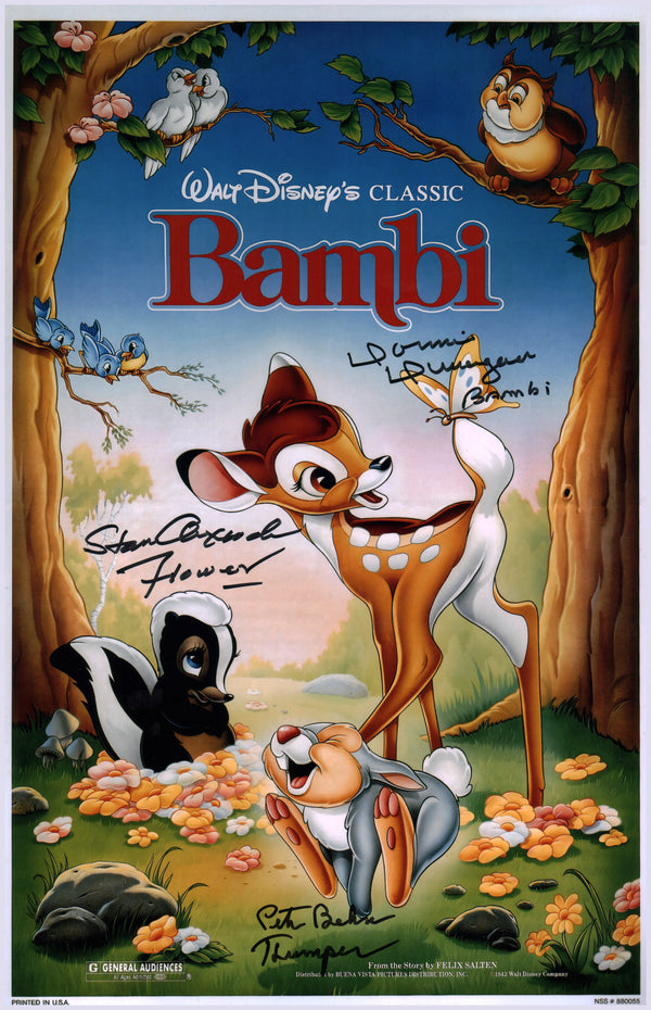 Bambi 11x17 Cast Photo Poster Signed x3 Signed Behn Dunagan Alexander JSA Certified Autograph