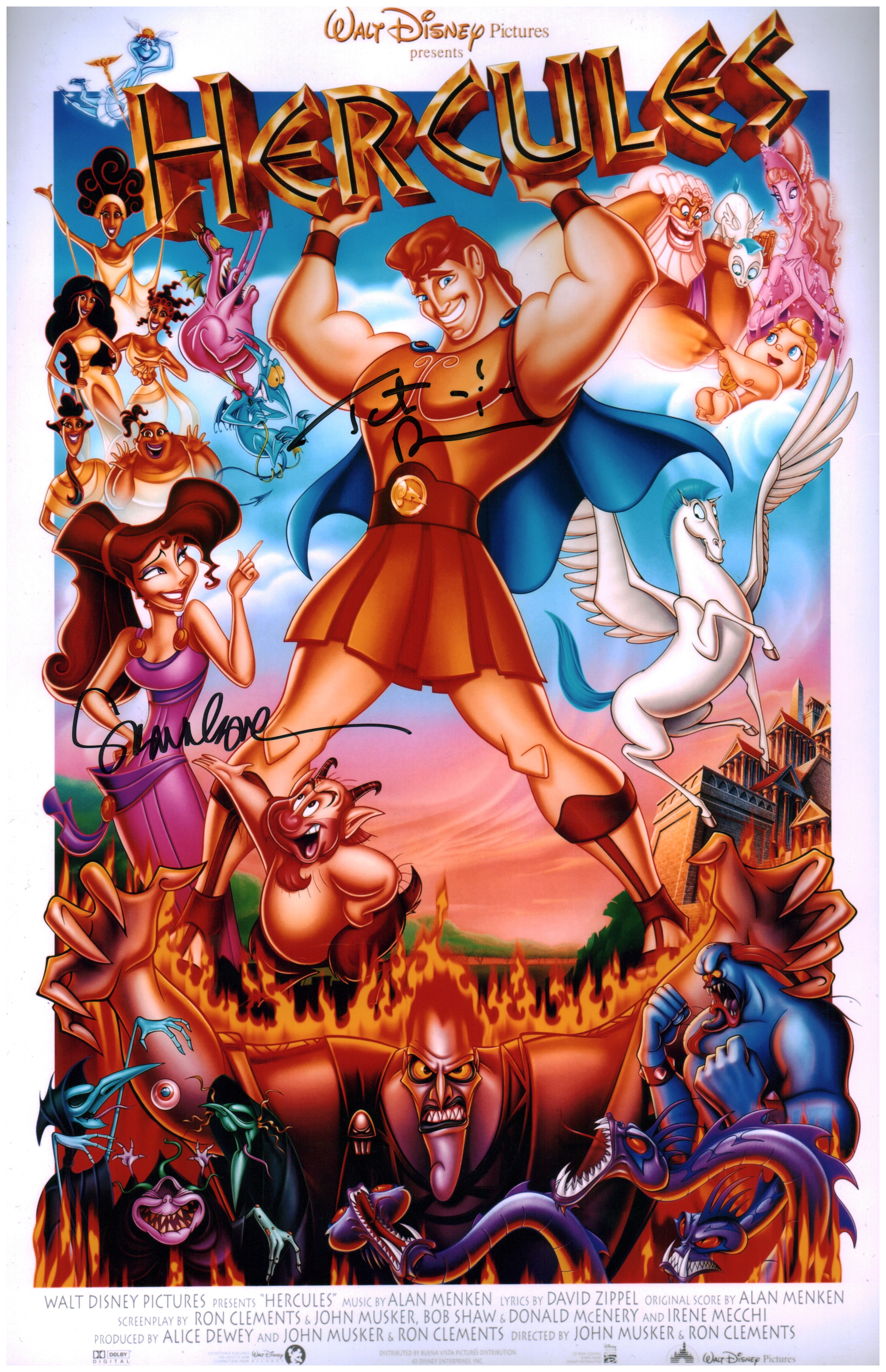 Disney Hercules 11x17 Cast x2  Mini Poster Egan Donovan Signed Autograph JSA Certified GalaxyCon