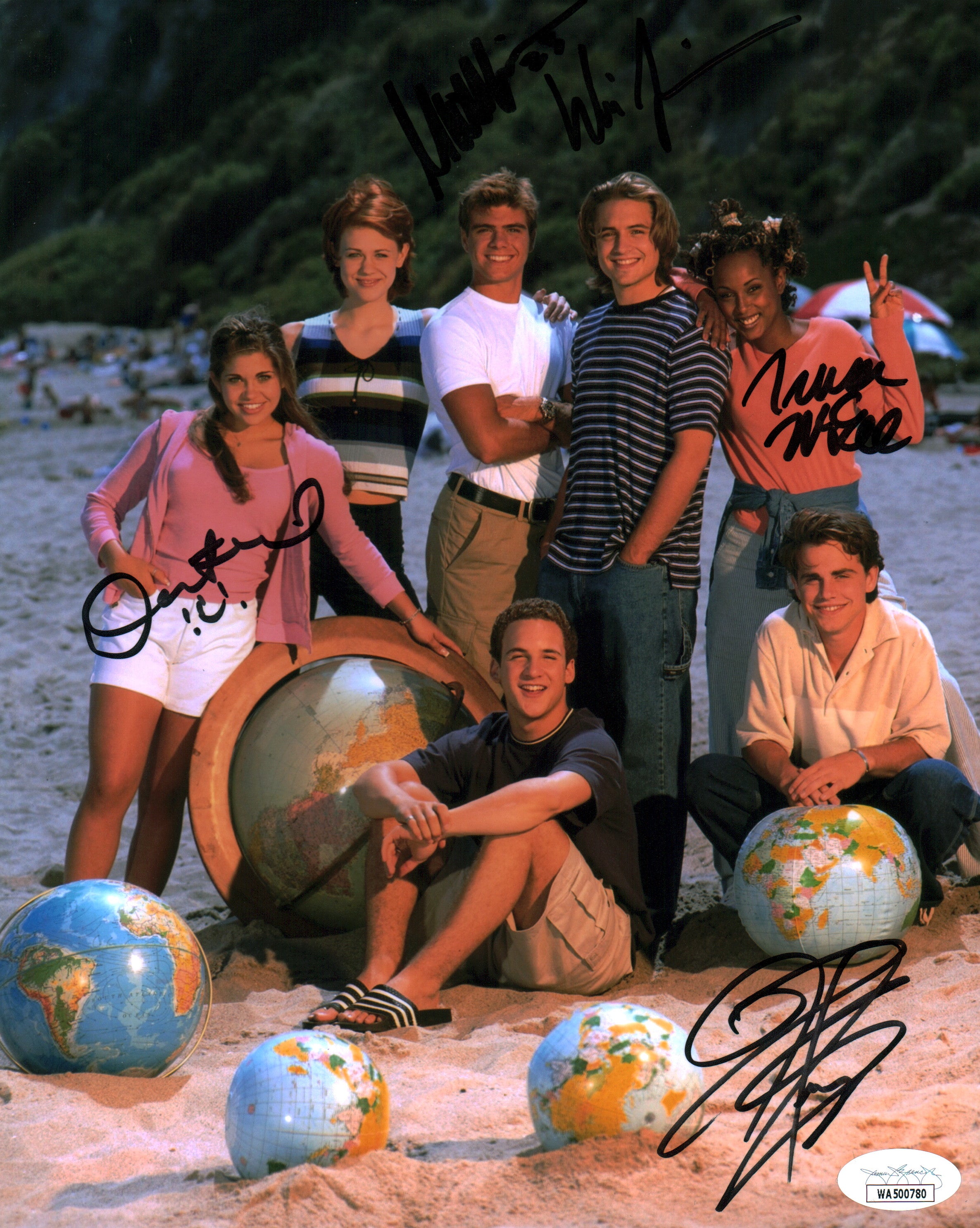 Boy Meets World 8x10 Signed Cast x5 Fishel, Friedle, Lawrence, McGee, Strong JSA Certified Autograph