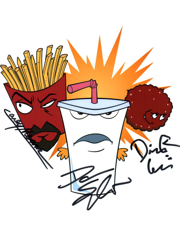 Aqua Teen Hunger Force 8x10 Photo Cast x3 Signed Snyder, Willis, Means JSA Certified Autograph