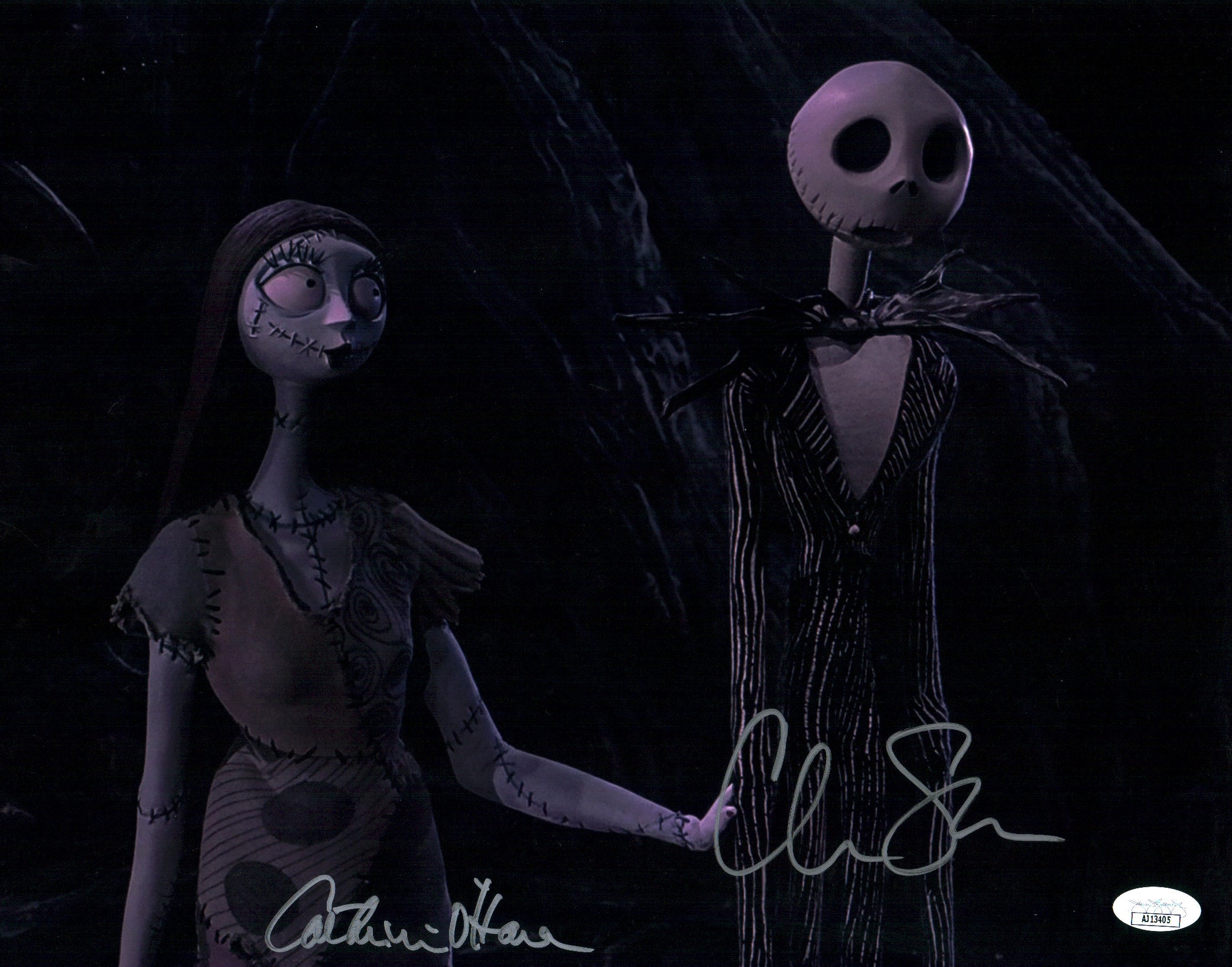 Disney Nightmare Before Christmas 11x14 Photo Poster Cast x2 Signed Sarandon, O'Hara JSA Certified Autograph