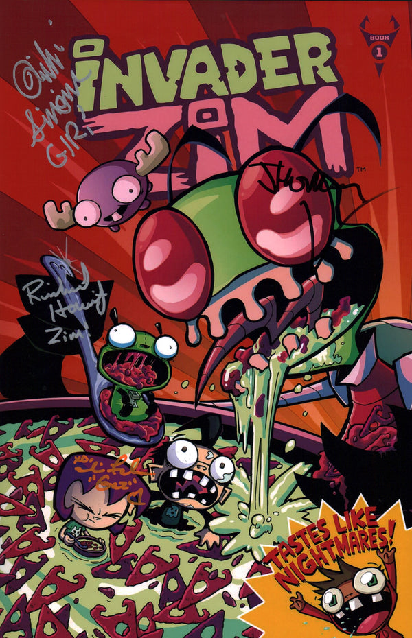 Invader Zim 11x17 Photo Poster Cast x4 Signed Horvitz, Simons, Fahn, Vasquez JSA Certified Autograph