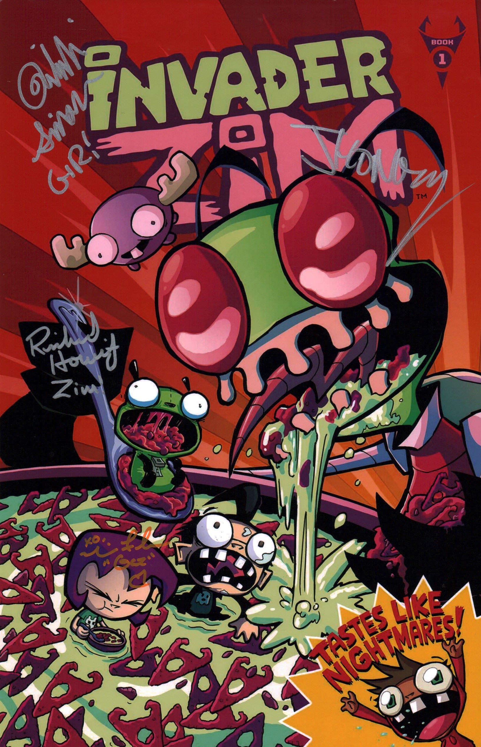 Invader Zim 11x17 Photo Poster Cast x4 Signed Horvitz, Simons, Fahn, Vasquez JSA Certified Autograph