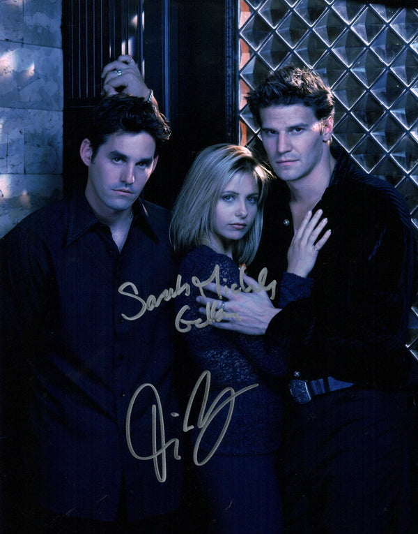 Buffy the Vampire Slayer 11x14 Photo Poster Cast x2 Signed Gellar, Boreanaz JSA Certified Autograph