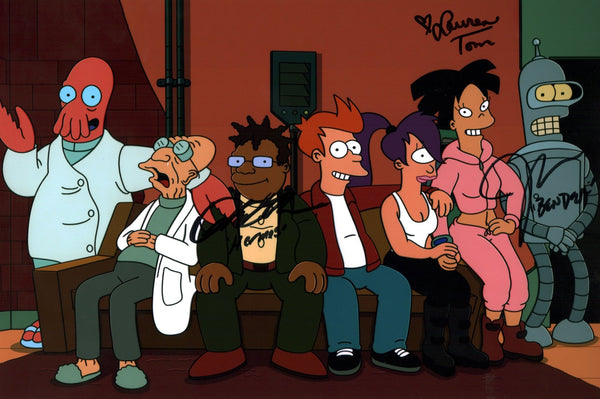Futurama 8x12 Photo Poster Cast x3 Signed Lamarr, DiMaggio, Tom JSA Certified Autograph