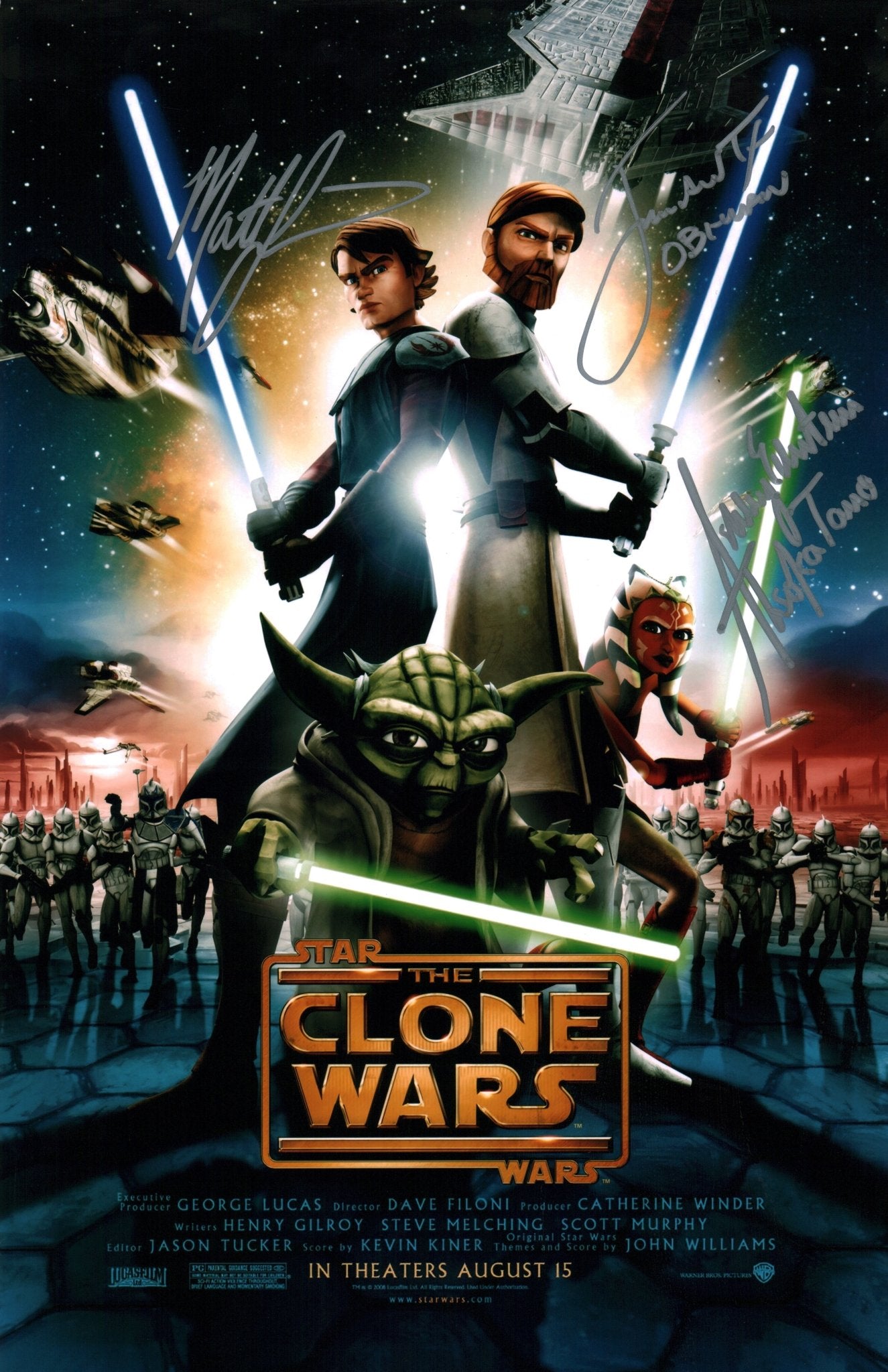 Star Wars 11x17 Poster Cast x3 Signed Lanter Eckstein Taylor JSA Certified Autograph