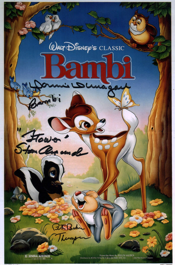 Bambi 8x12 Cast Photo Signed x3 Signed Behn Dunagan Alexander JSA Certified Autograph