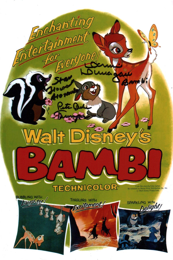 Bambi 8x12 Cast Photo Signed x3 Signed Behn Dunagan Alexander JSA Certified Autograph