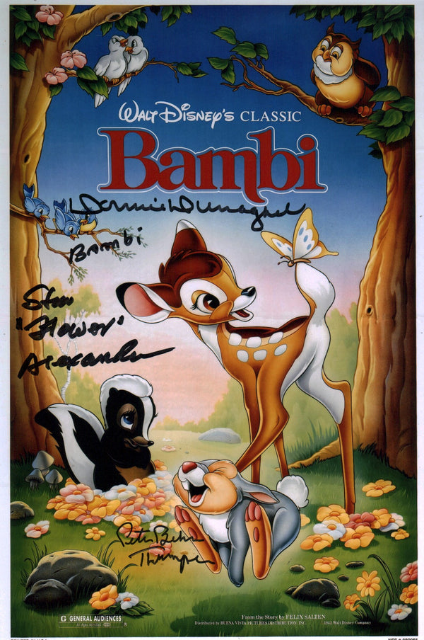 Bambi 8x12 Cast Photo Signed x3 Signed Behn Dunagan Alexander JSA Certified Autograph