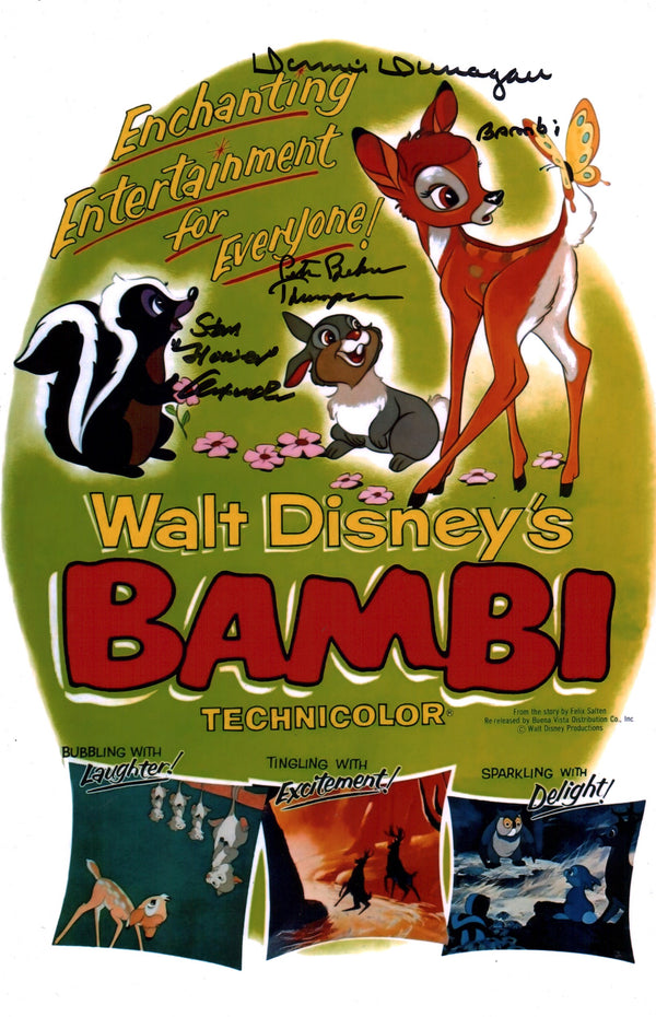 Bambi 11x17 Cast Photo Poster Signed x3 Signed Behn, Dunagan, Alexander JSA Certified Autograph