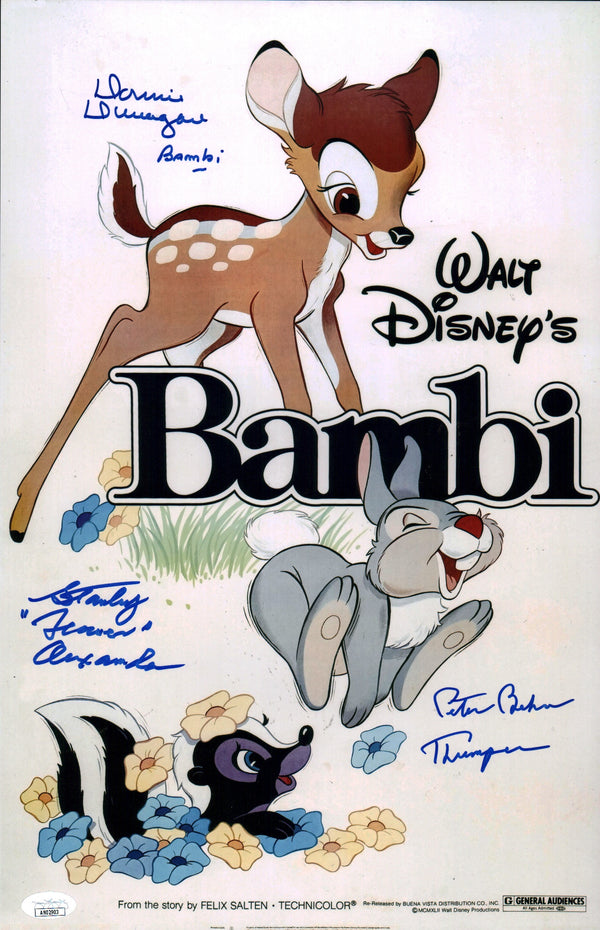 Bambi 11x17 Cast Photo Poster Signed x3 Signed Behn, Dunagan, Alexander JSA Certified Autograph