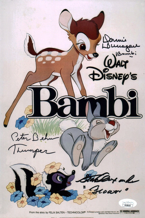 Bambi 8x12 Cast Photo Signed x3 Signed Behn Dunagan Alexander JSA Certified Autograph