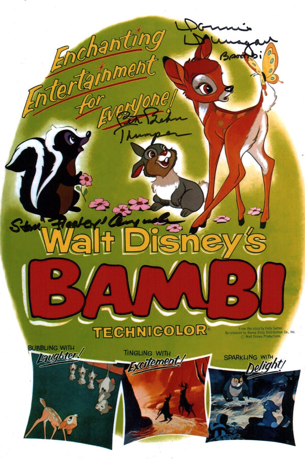 Bambi 8x12 Cast Photo Signed x3 Signed Behn Dunagan Alexander JSA Certified Autograph