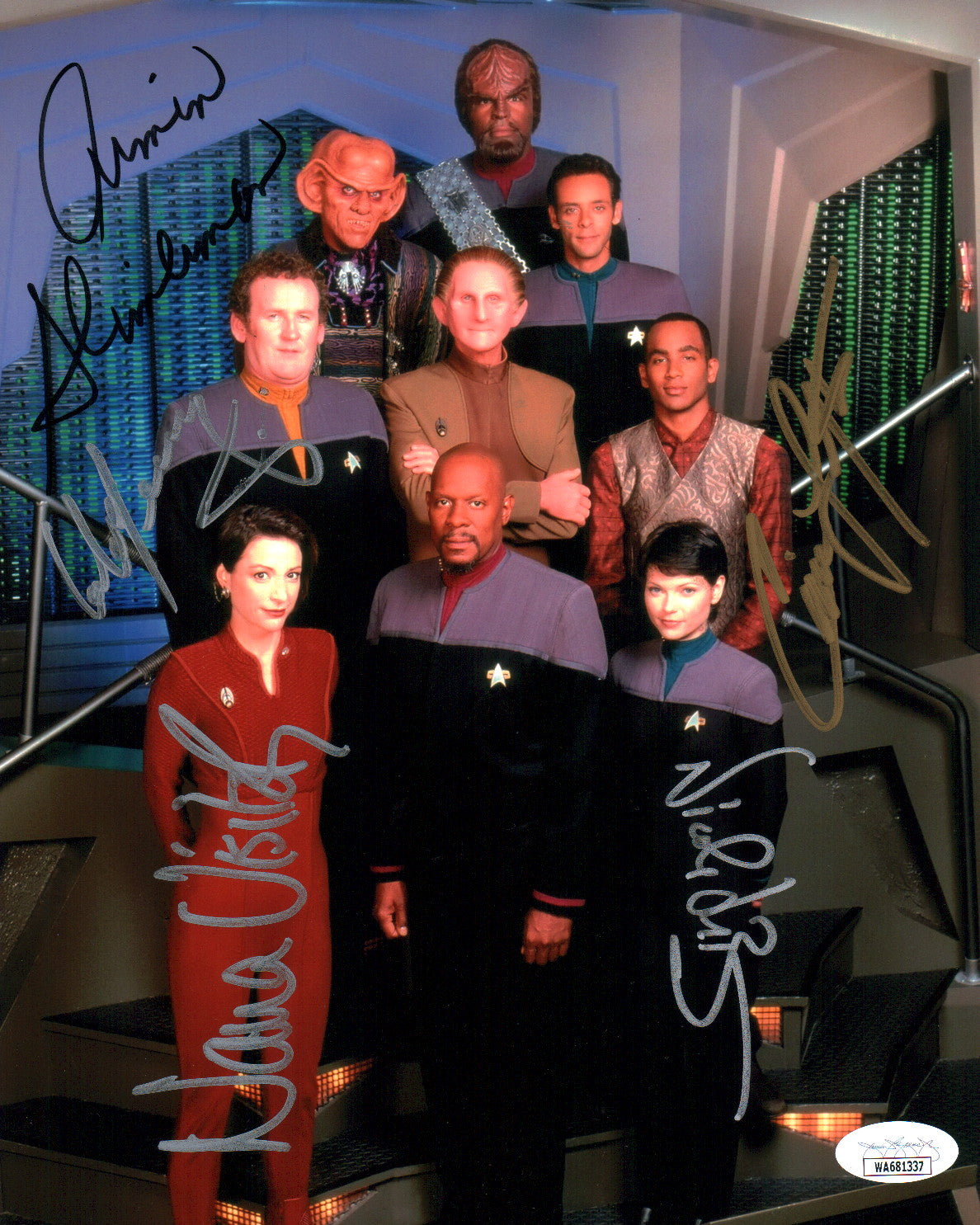 Star Trek: Deep Space Nine 8x10 Photo Cast x5 Signed De Boer, Shimerman, Lofton, Visitor, Meaney JSA Certified Autograph