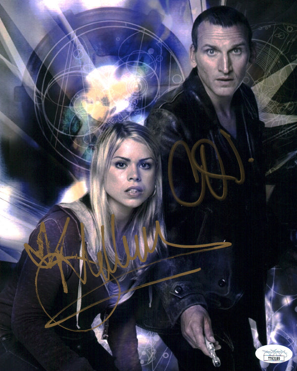 Doctor Who 8x10 Photo Cast x2 Signed Eccleston, Piper JSA Certified Autograph